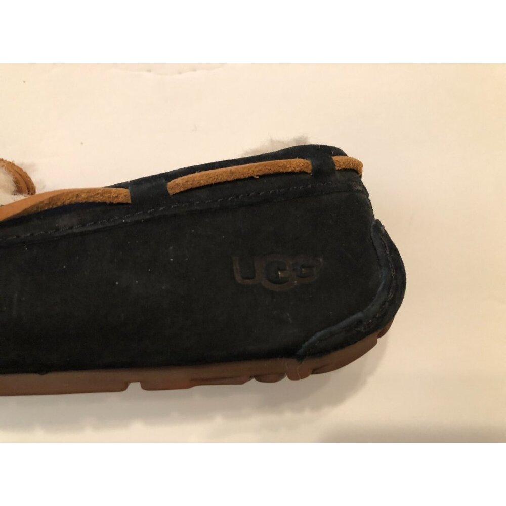 UGG women's black suede shearling moccasin slippers 5612 size: 8 - Picture 3 of 7